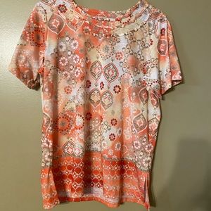 Alfred Dunner orange & white blouse size S
